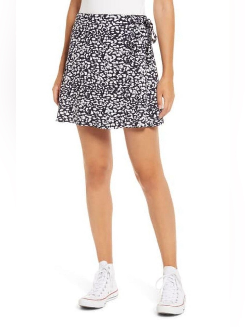 Bp. Nordstrom Black & White Animal Printed A-Line Skirt